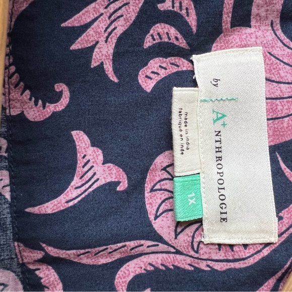 Anthropologie Somerset Navy and Pink Patterned Classic Maxi Dress - Picture 6 of 7